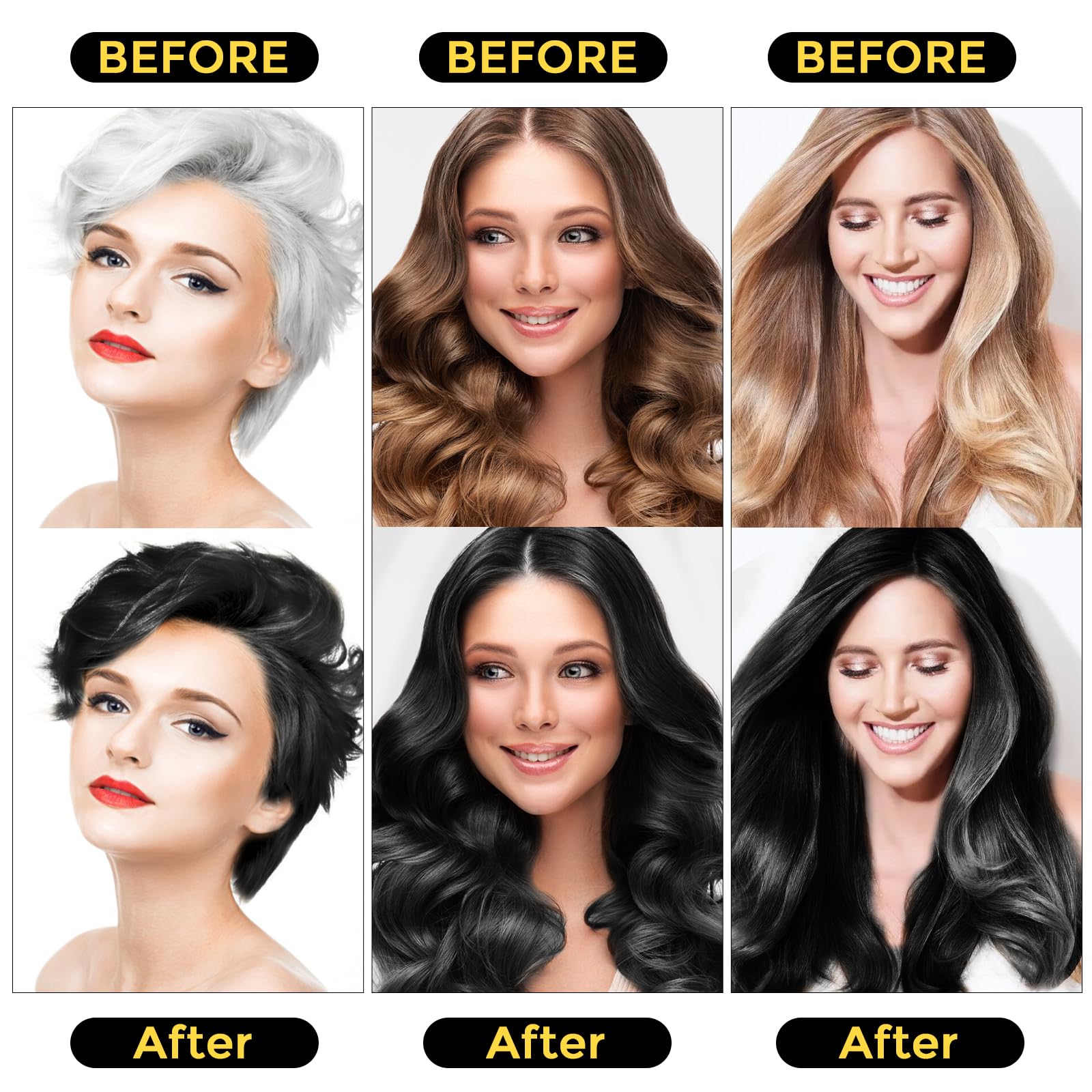 Back label of Sminktec black hair color shampoo with detailed usage instructions