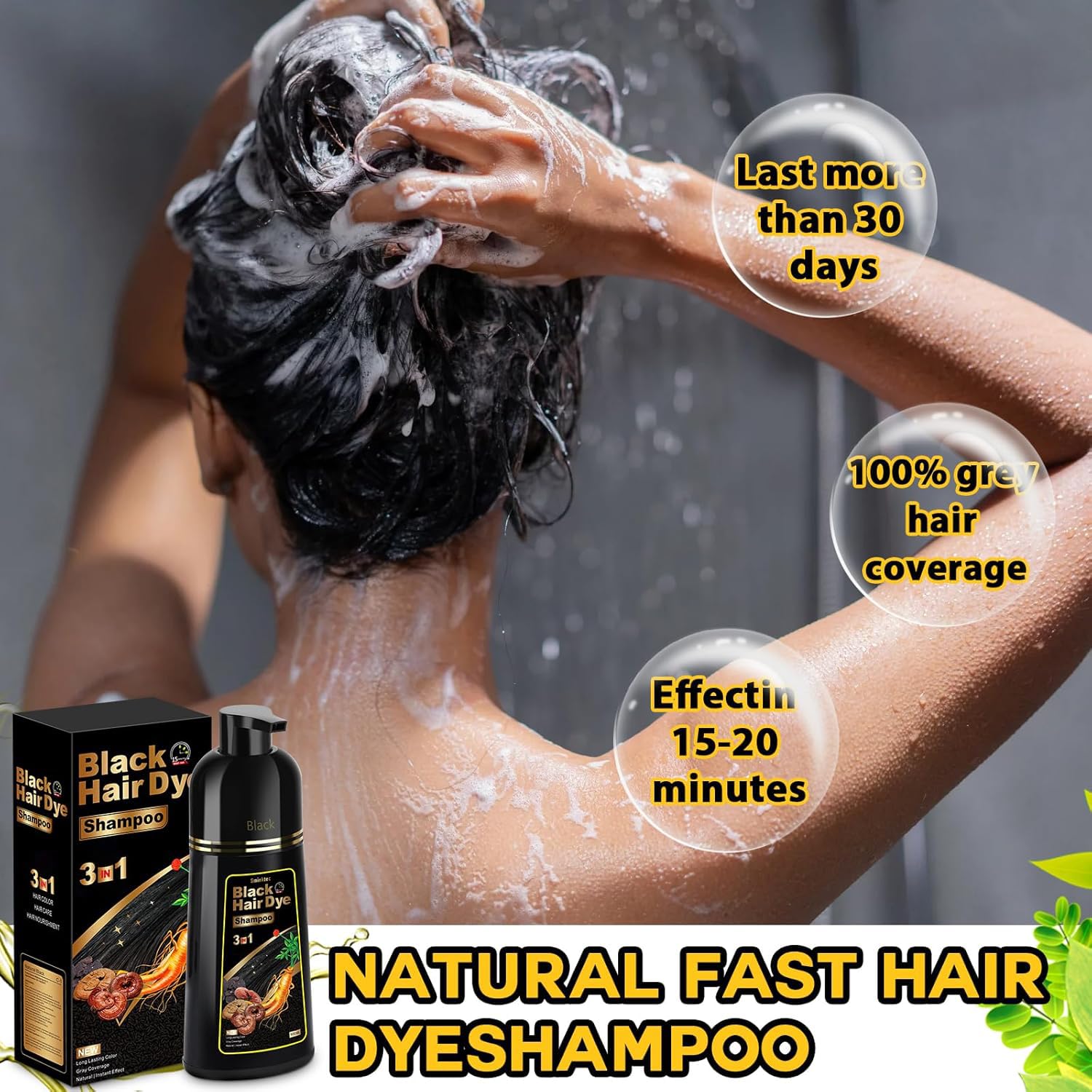 Sminktec ammonia free natural black hair shampoo texture and color sample