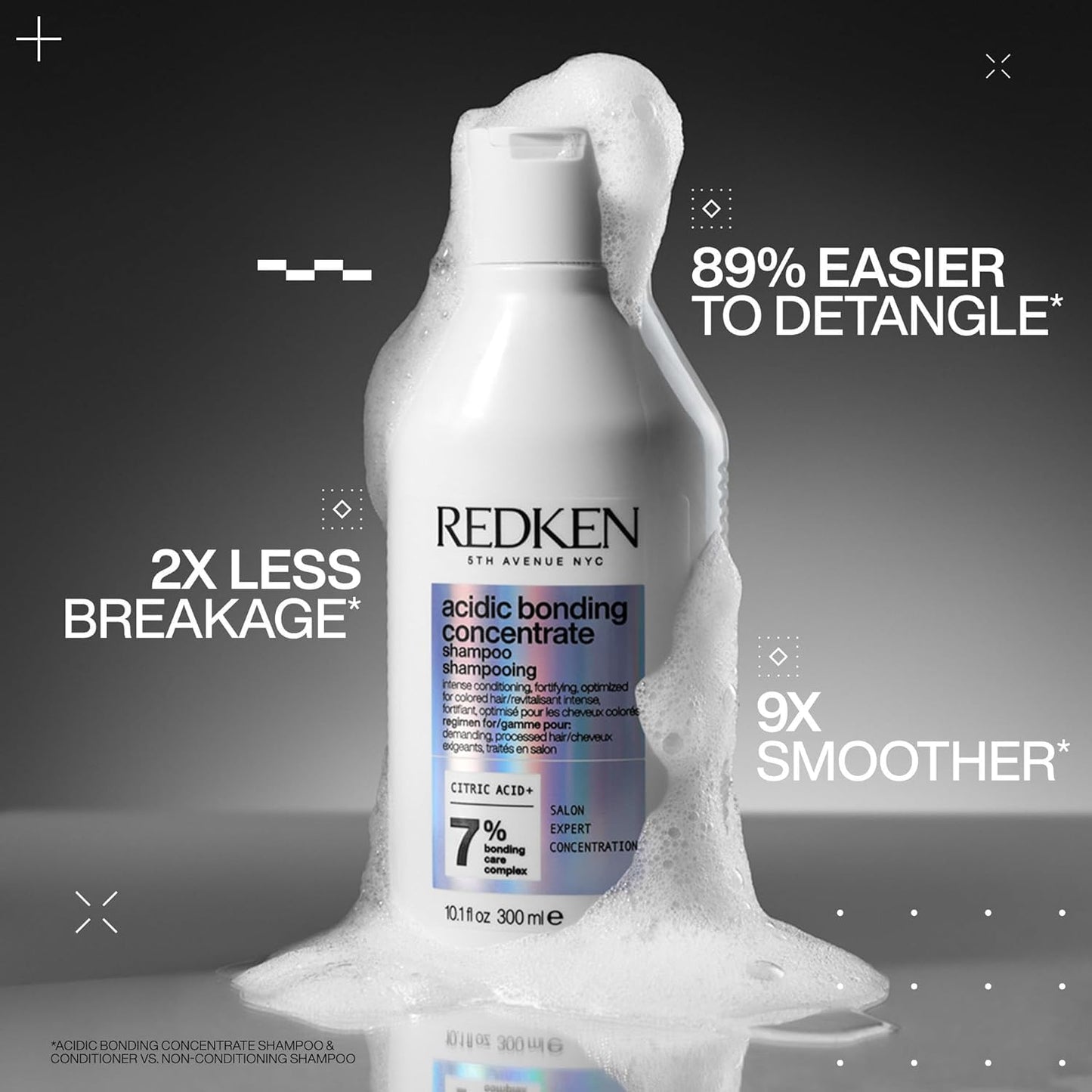 Redken sulfate-free professional shampoo bottle showcasing the citric acid formula