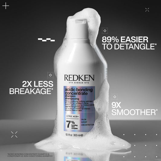 Redken sulfate-free professional shampoo bottle showcasing the citric acid formula