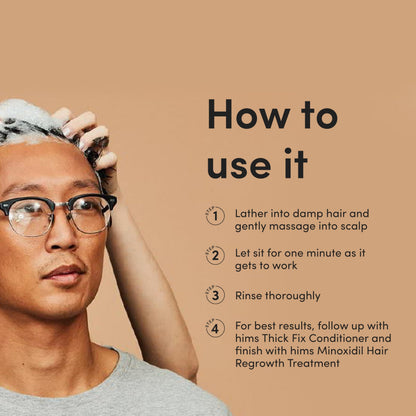Hims and Hers Thick Fix vegan shampoo twin pack presentation