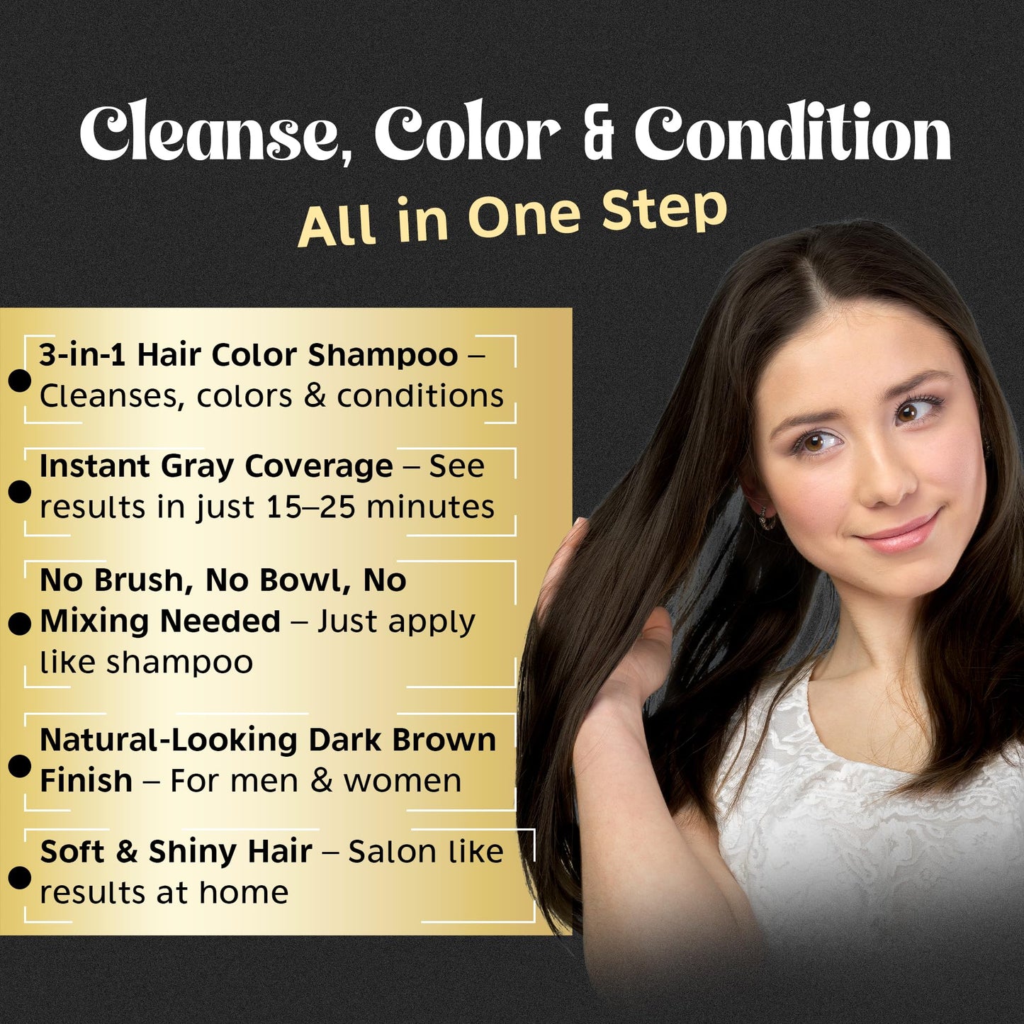 Herbishh dark brown permanent hair color shampoo showing back labels and ingredients list