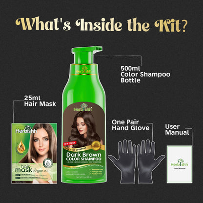 Herbishh hair color shampoo for grey hair coverage showing natural botanical extracts