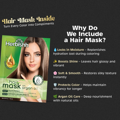 Herbishh dark brown hair color shampoo 500ml bottle with protective gloves included