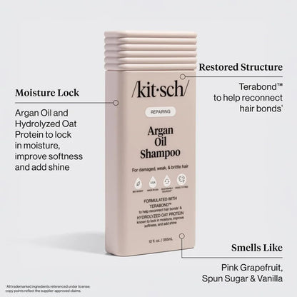 Back label of Kitsch liquid shampoo showing clean bio-based ingredients list