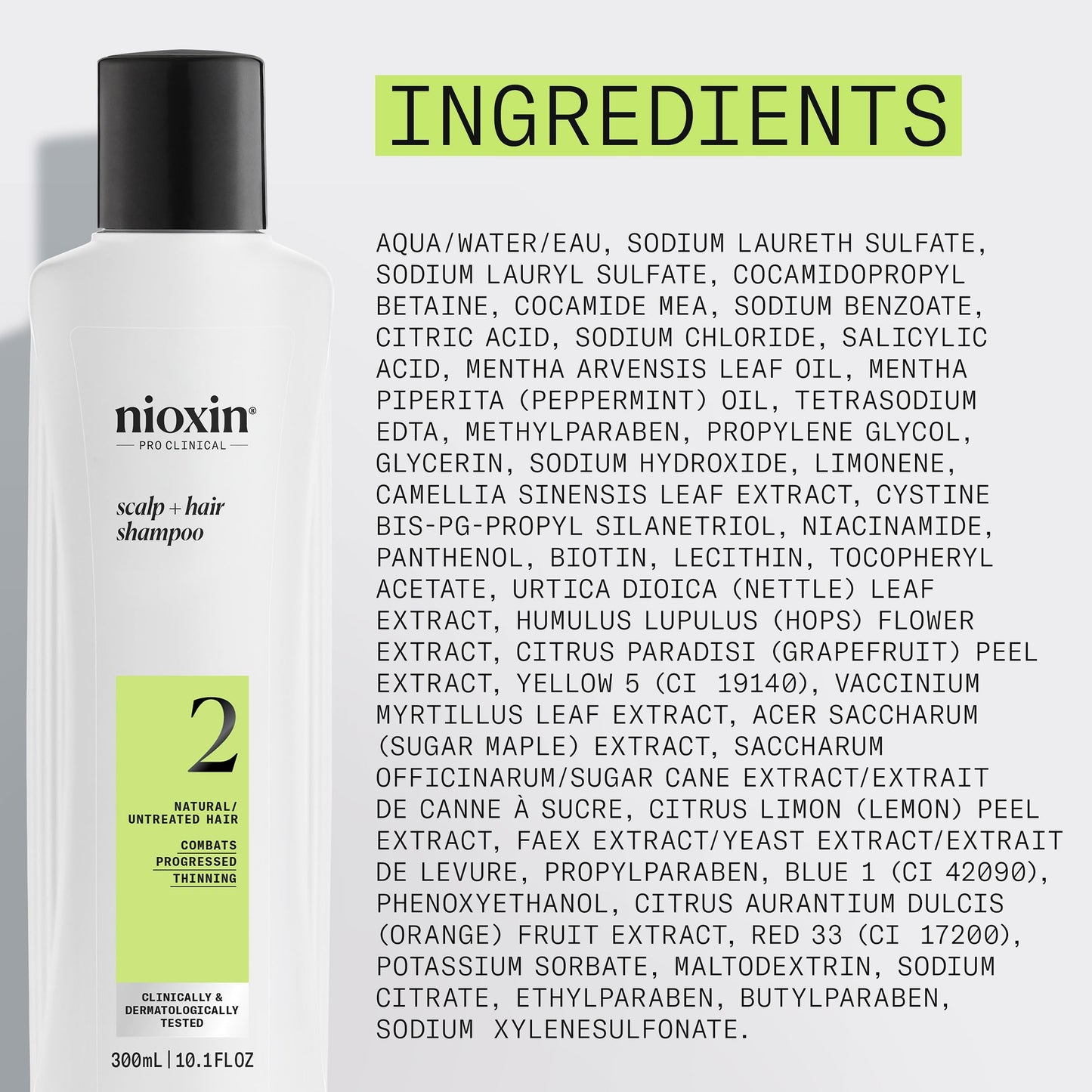 Genuine Nioxin System 2 Scalp Cleanser packaging designed for noticeably thinning fine hair.