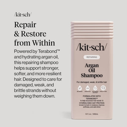 Sulfate free and color safe Kitsch hair growth shampoo bottle application