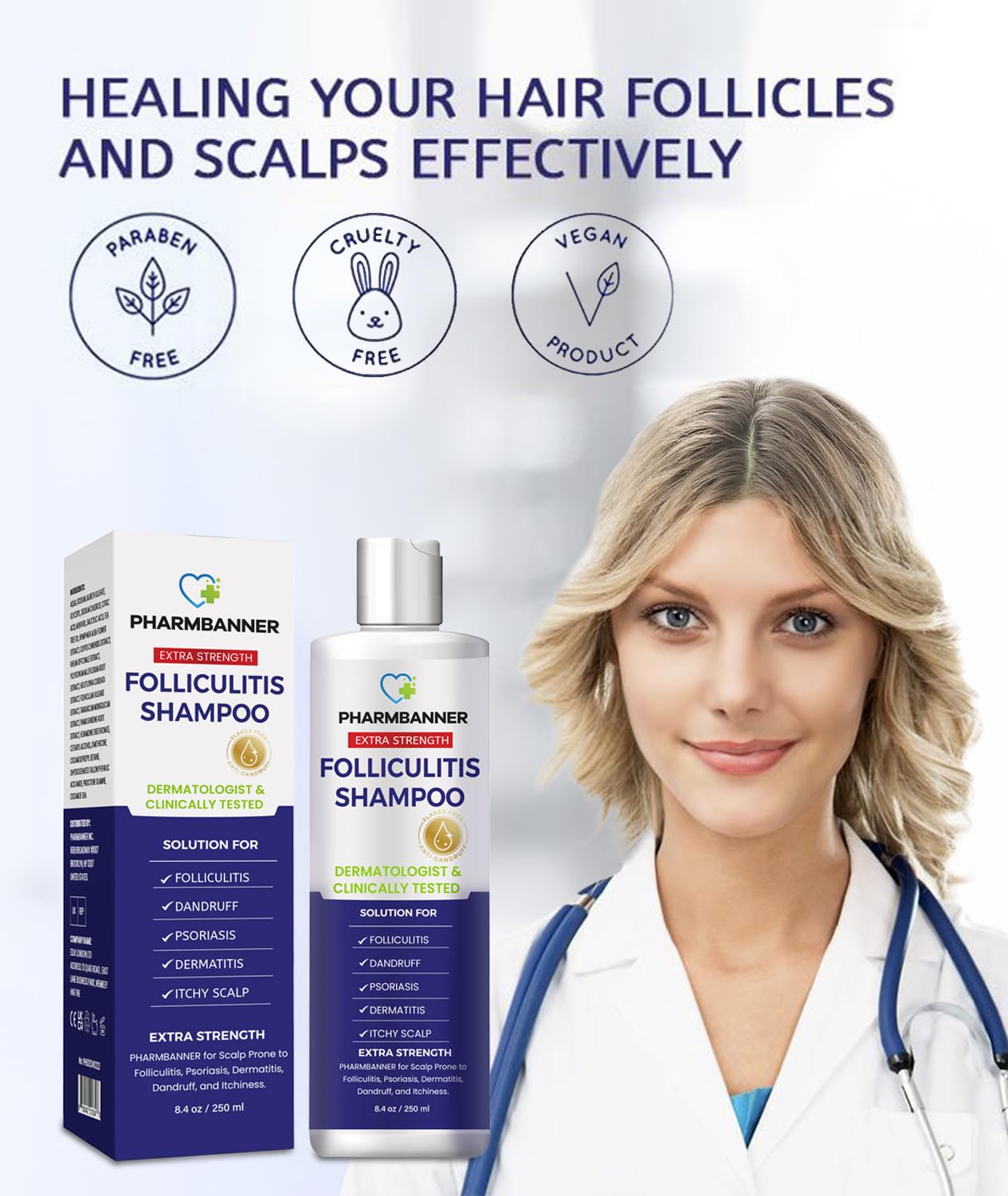PHARMBANNER 8.4 fluid ounces bottle for treating scalp acne and flaking