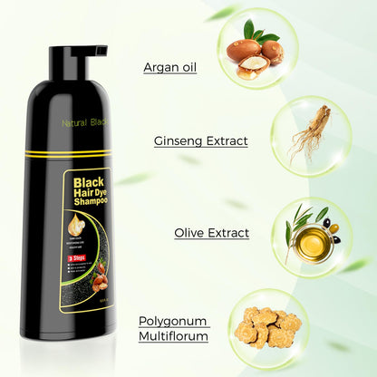 Side view of the 16.9 fluid ounce JIESSIA hair dye bottle highlighting benefits