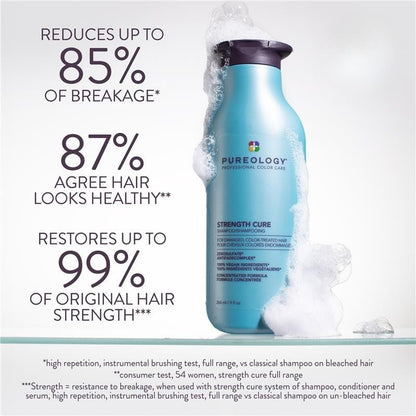 Pureology hair strengthening shampoo for damaged and color treated hair close up