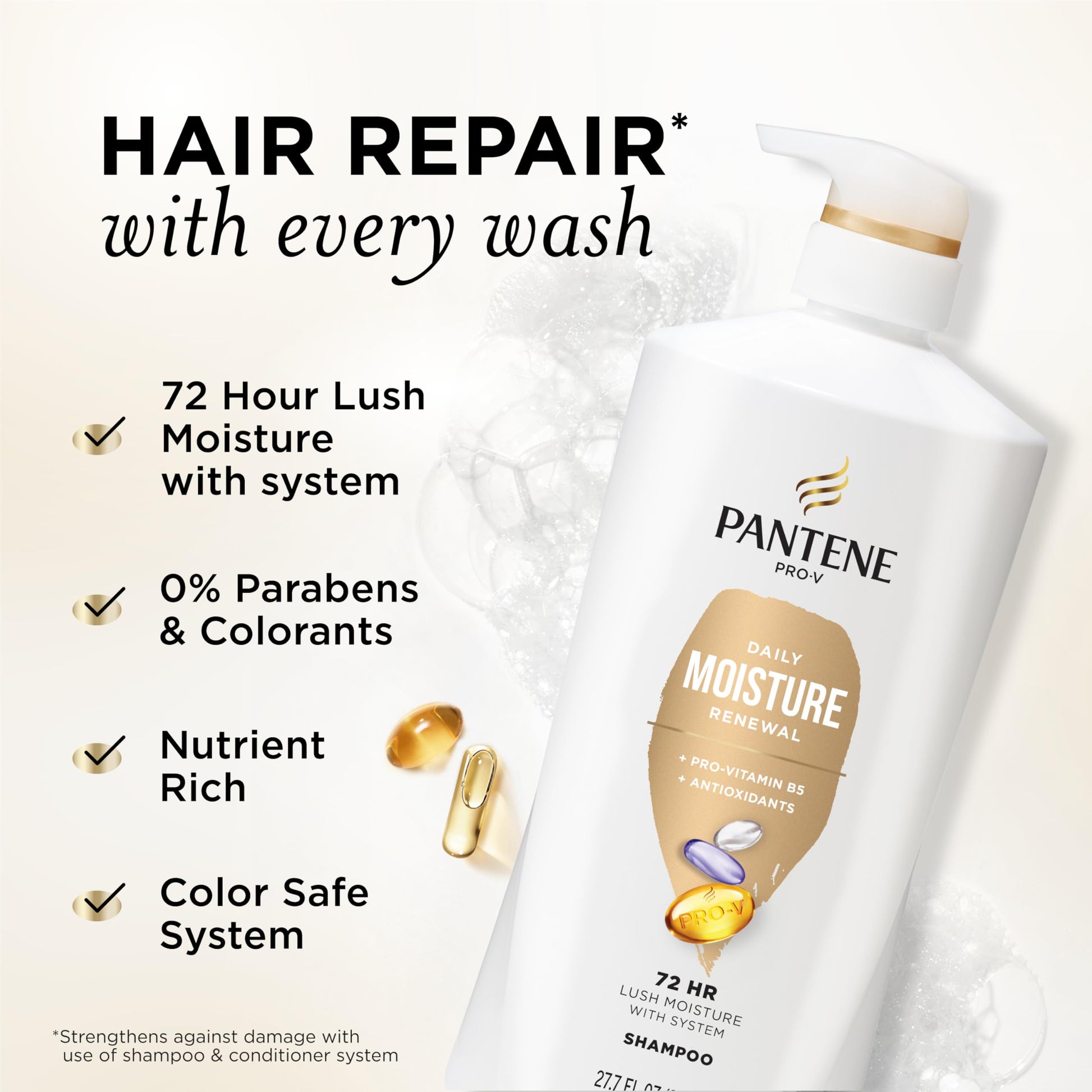 Pantene pro-v hydrating shampoo 27.7 fluid ounces packaging details