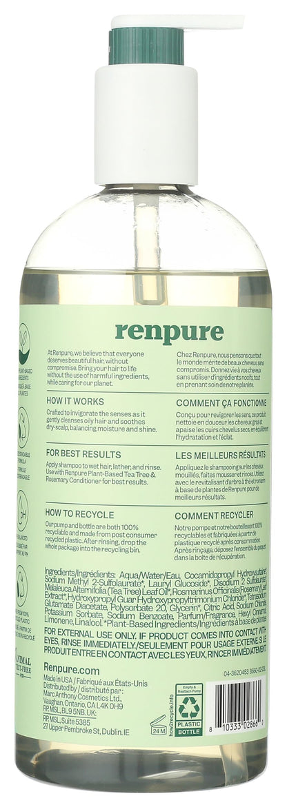 Renpure plant based rebalancing shampoo twenty four fluid ounce packaging details