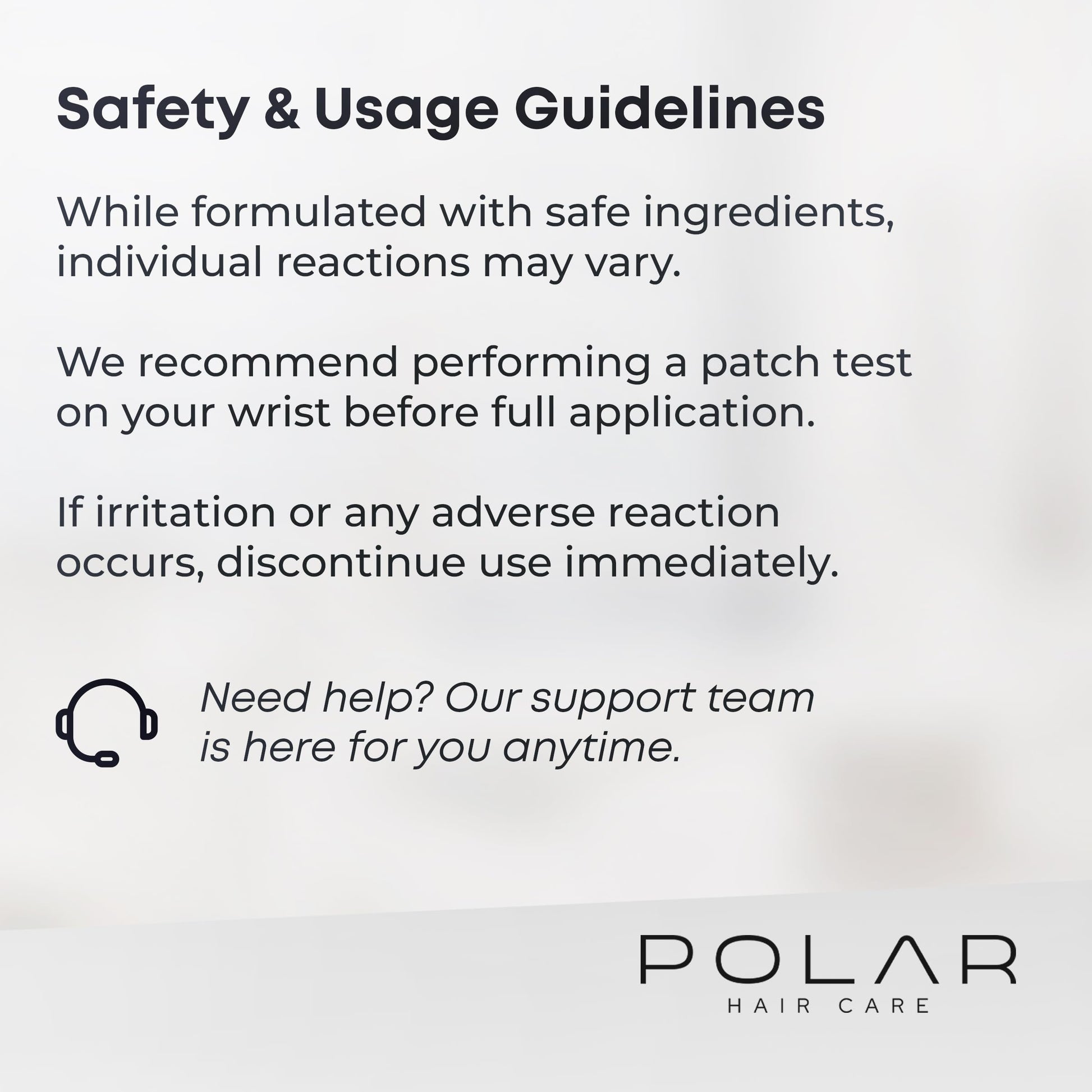 Polar Hair Care ammonia free shampoo dye bottle back label