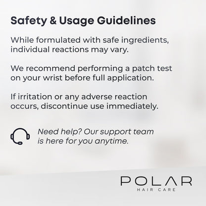 Polar Hair Care ammonia free shampoo dye bottle back label