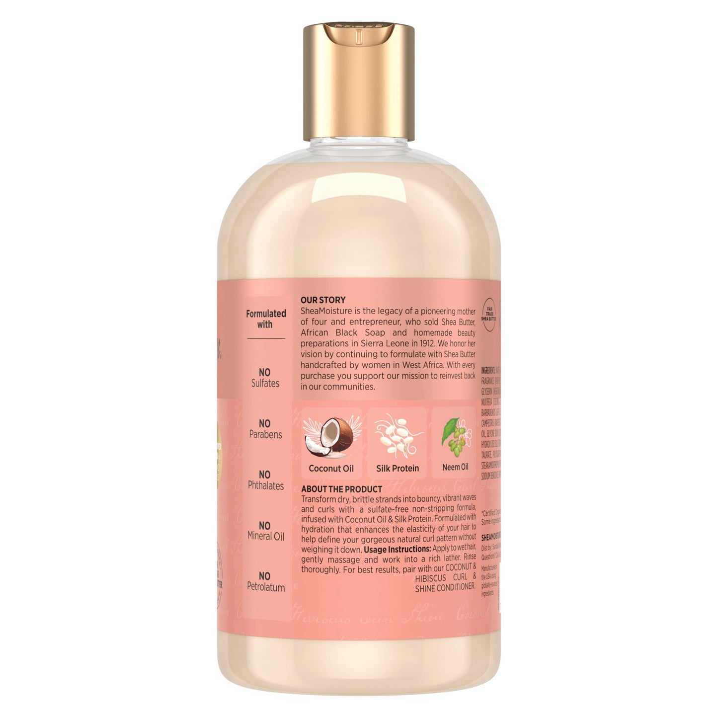 SheaMoisture sulfate free curly hair shampoo thirteen ounce packaging