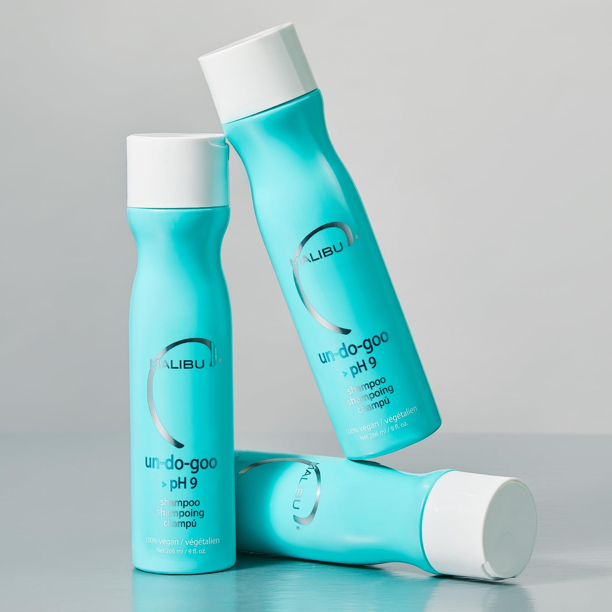 Malibu C clarifying shampoo bottle cap close up showcasing premium design