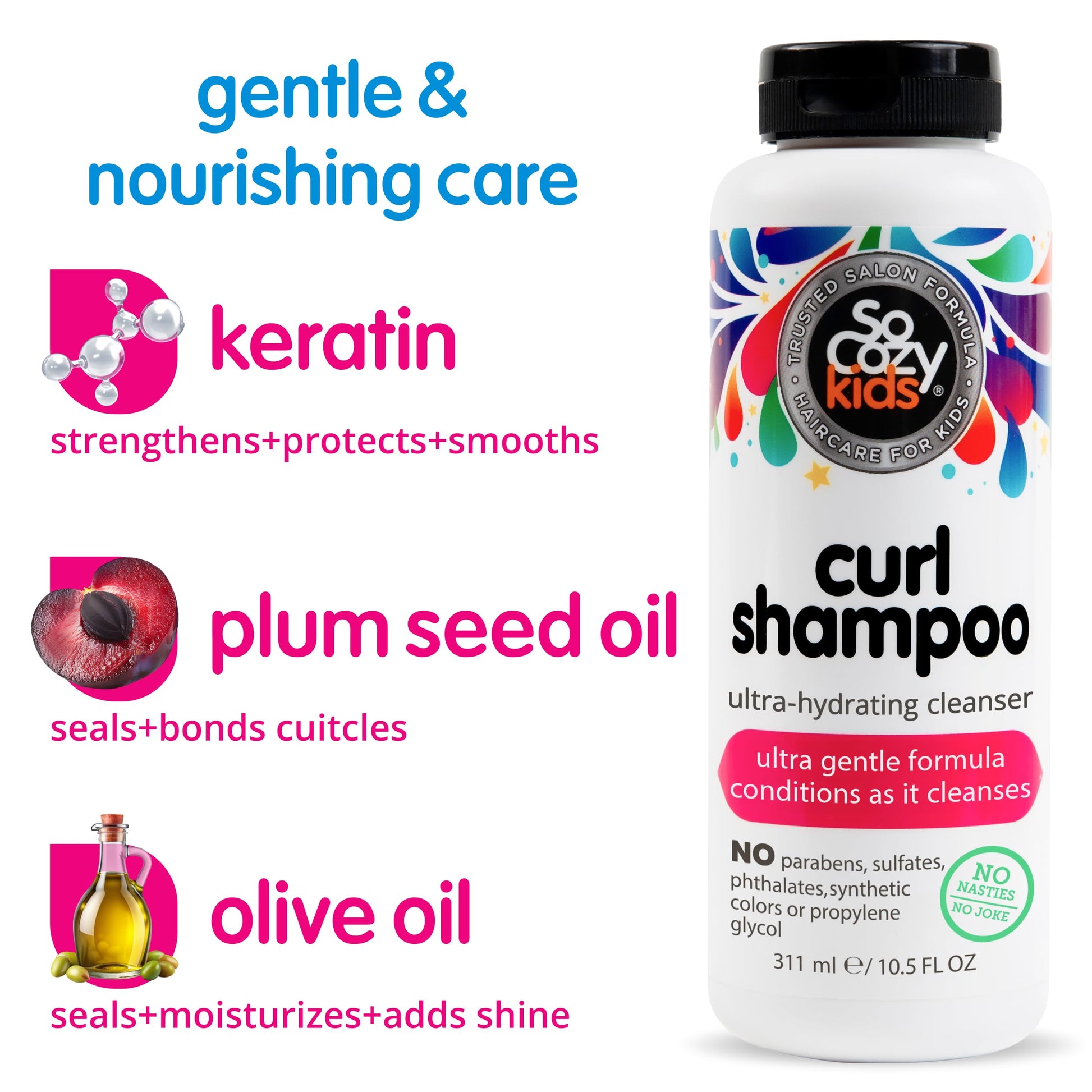 Sweet creme scented ultra hydrating kids shampoo for frizz control