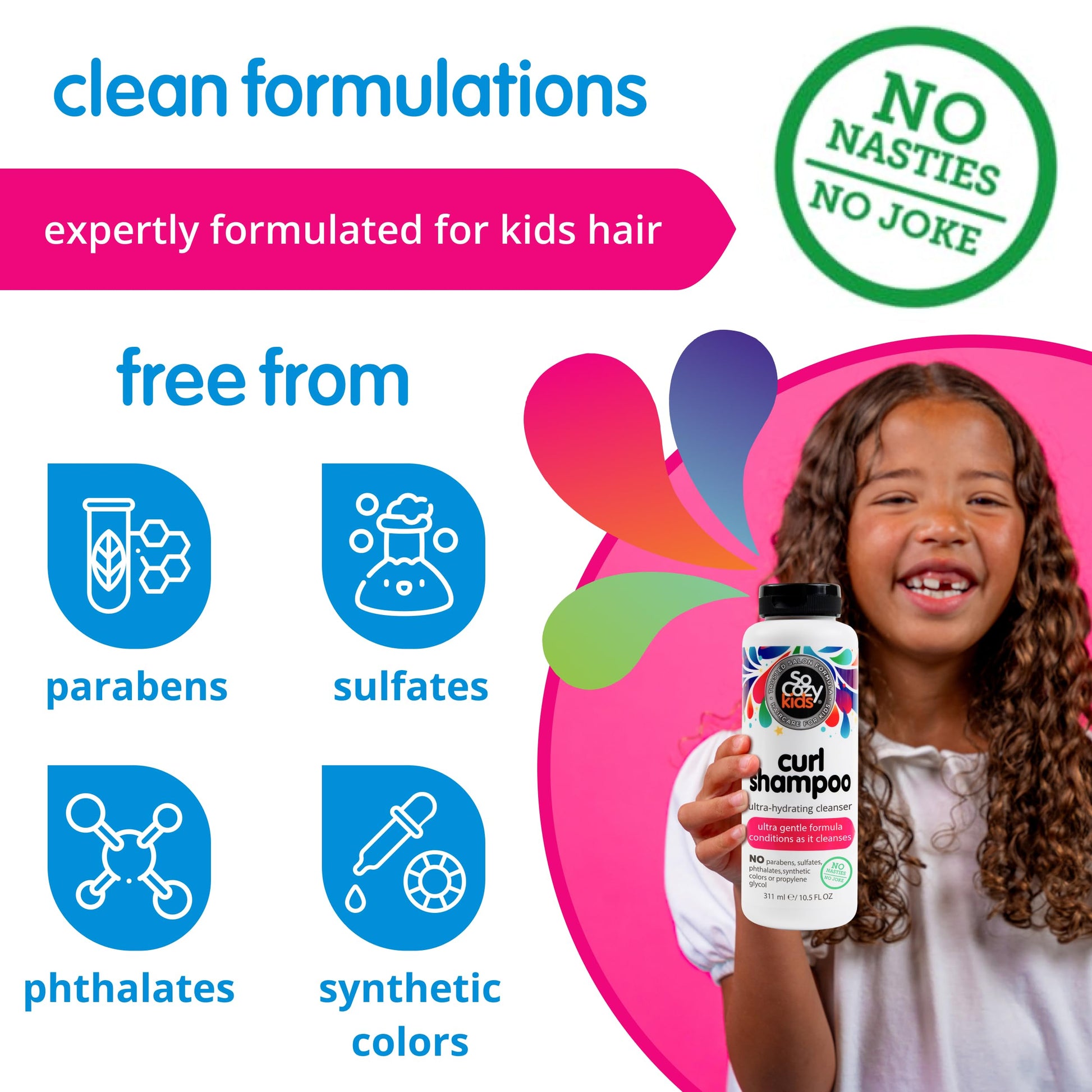 Premium imported USA haircare for managing kids curly textures gently