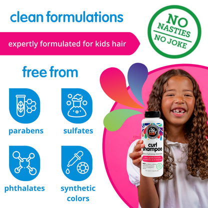 Premium imported USA haircare for managing kids curly textures gently