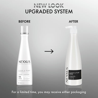 Nexxus ProteinFusion nourishing shampoo close up details of the Clarifix Balancer logo