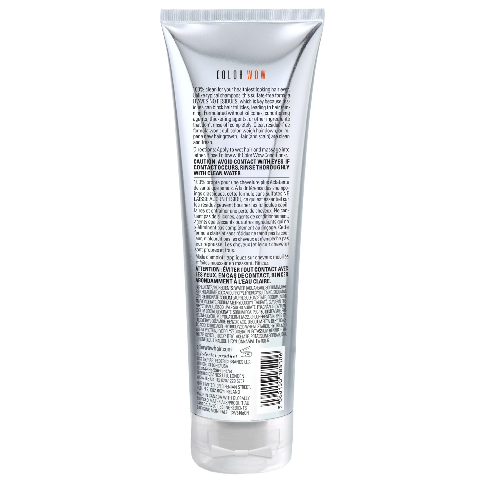 COLOR WOW residue free shampoo bottle for color treated hair protection