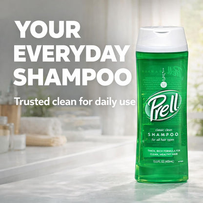Prell original green clarifying shampoo 13.5 fluid ounce bottle for hair buildup removal