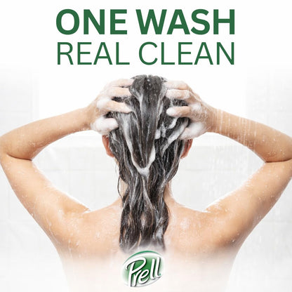 Authentic Prell green shampoo bottle for oily scalp care and volume