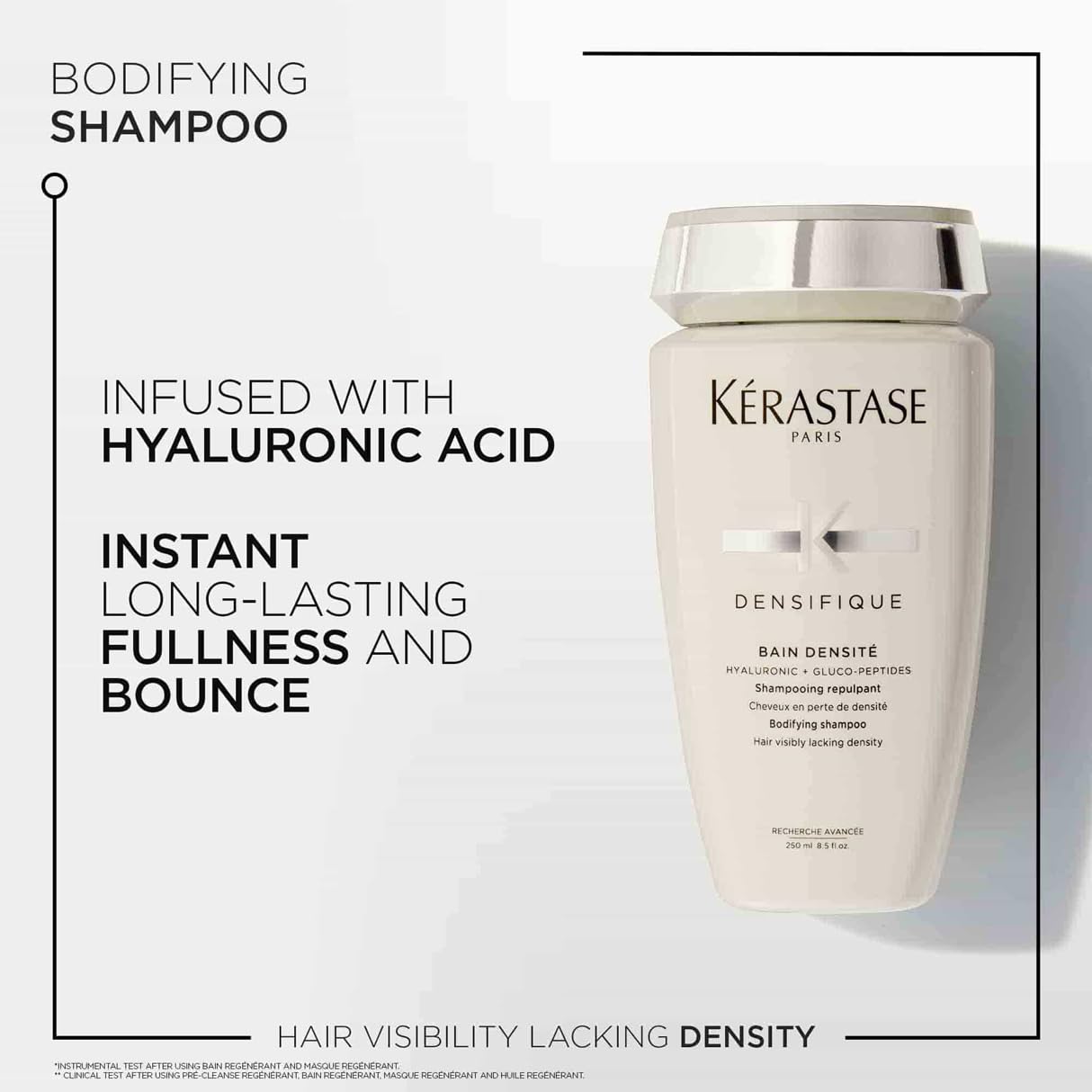 Authentic USA imported Kérastase Bain Densité bottle for adding hair density.