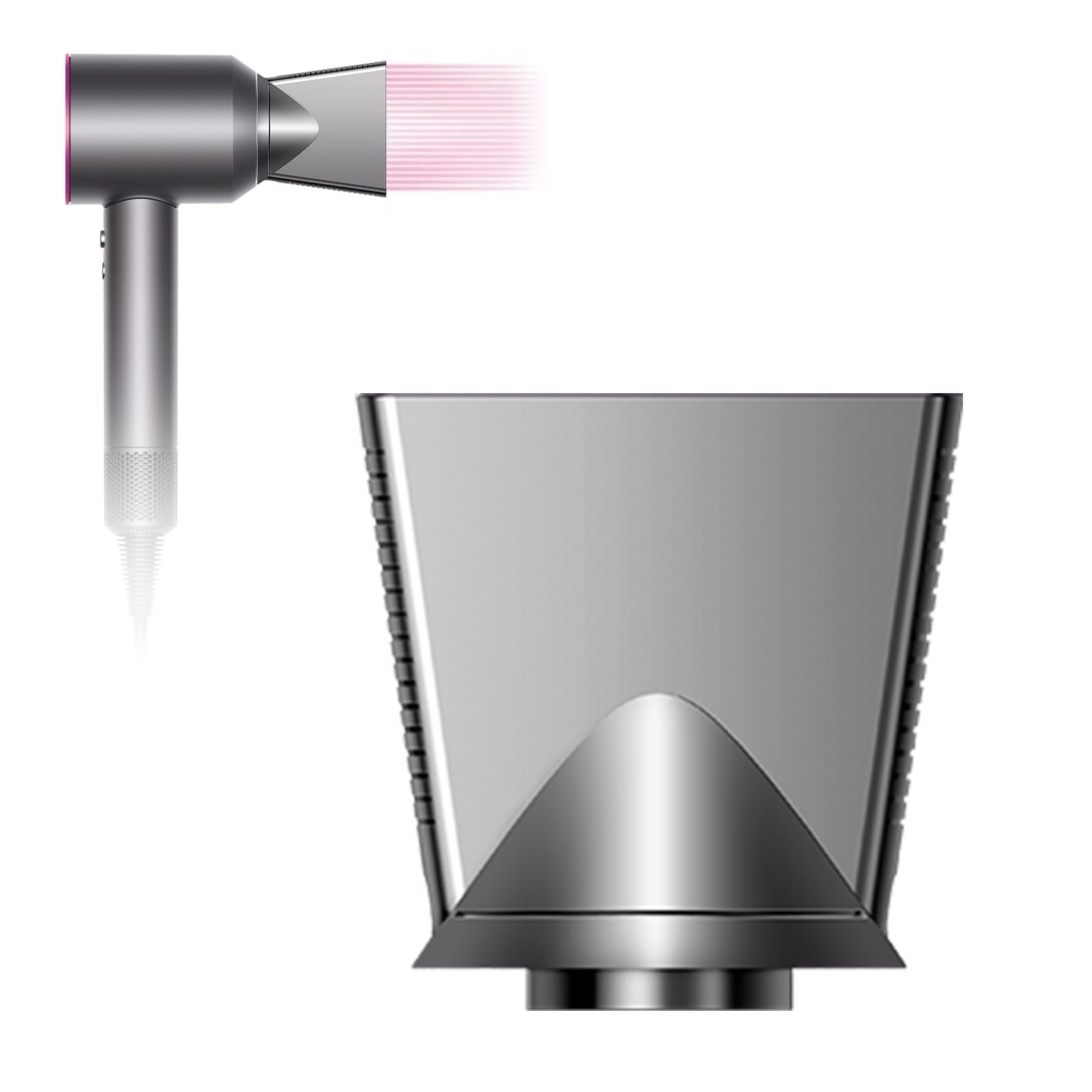 Side profile of Sumaxpro heat resistant hair dryer accessory showcasing the durable grey finish.