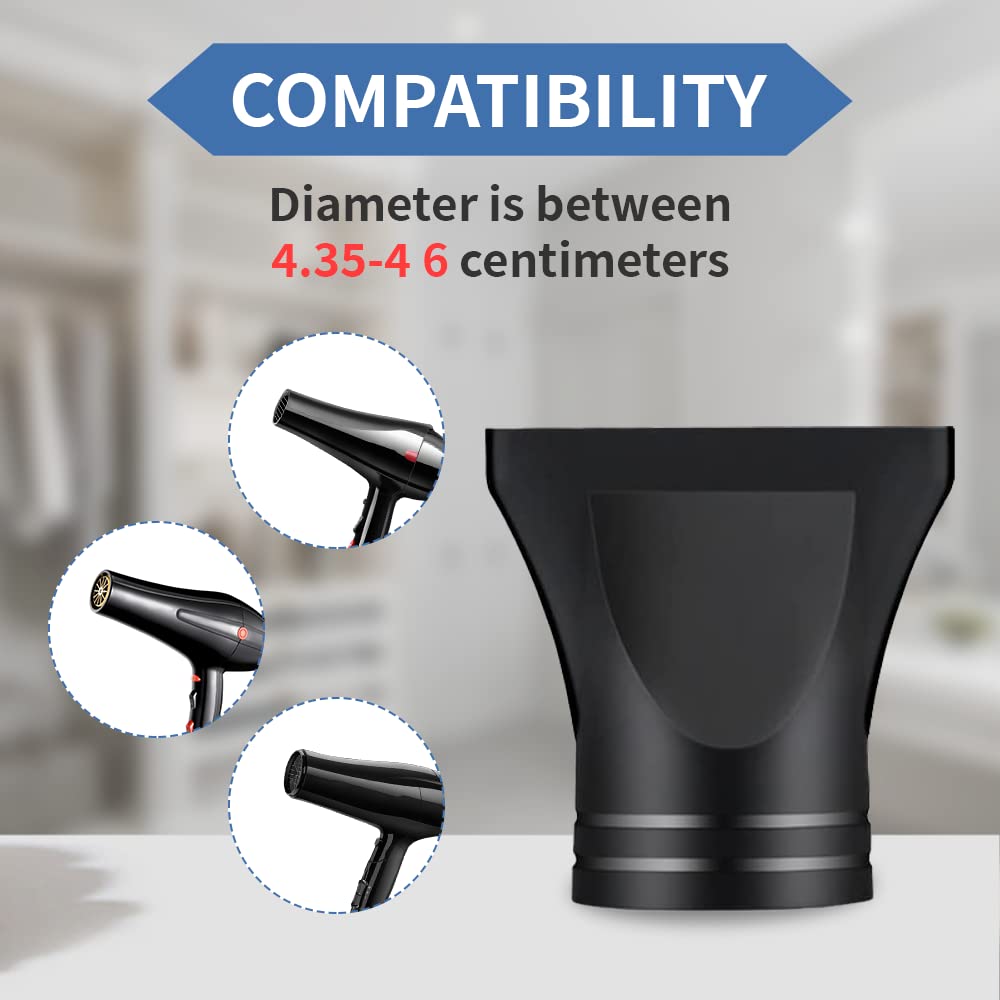 Two pieces of black plastic narrow concentrator nozzles for hair dryer replacement