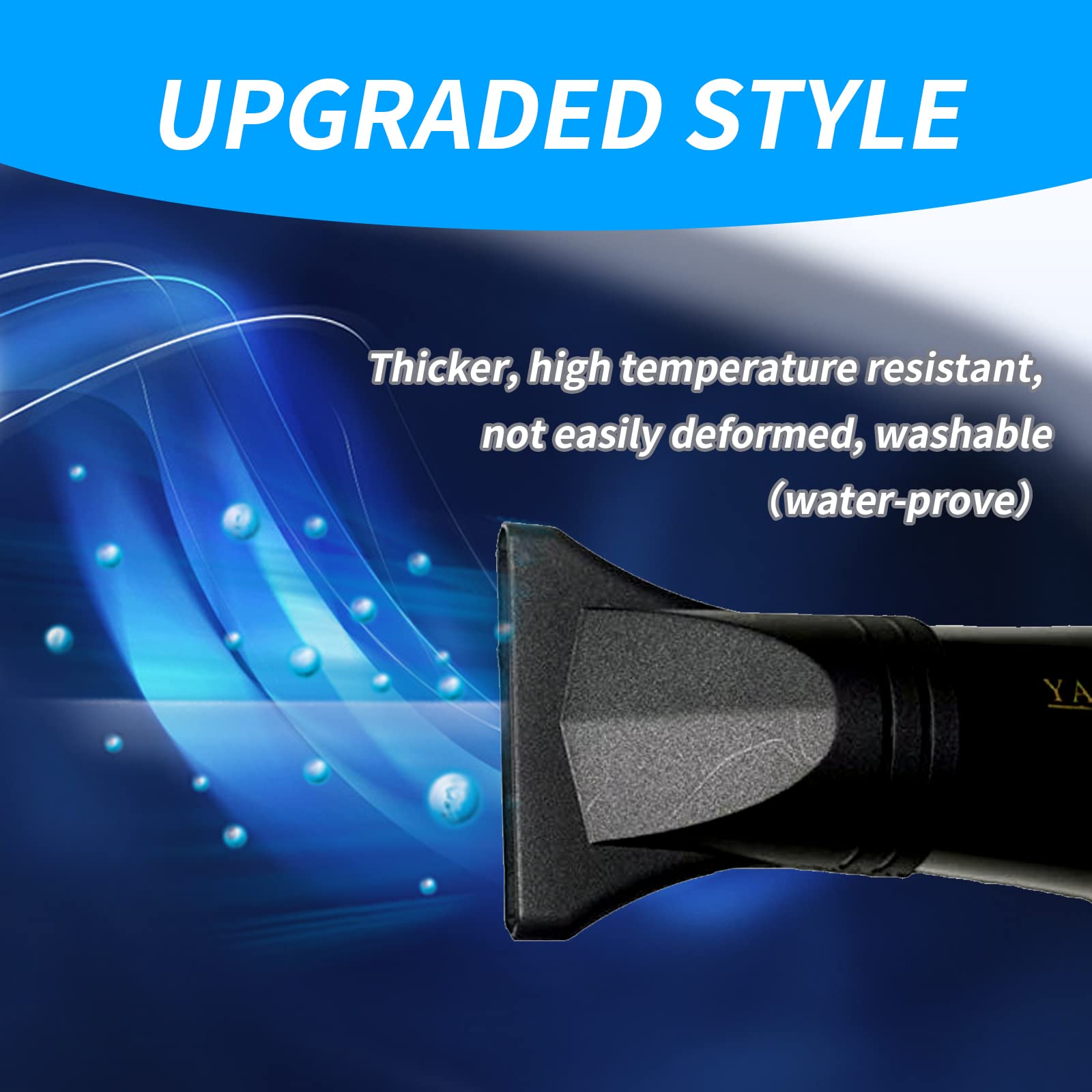 Close up view of the narrow flat slot on the professional hair drying nozzle