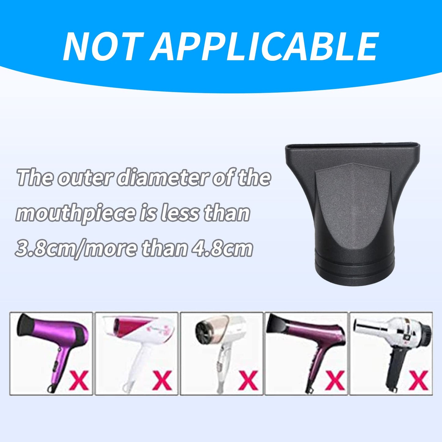 Authentic USA imported premium plastic hair styling concentrator attachments in black