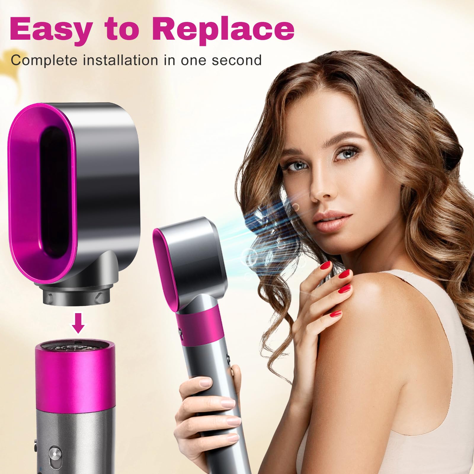 Three hundred and sixty degree surrounding air outlet on the pre styling attachment nozzle