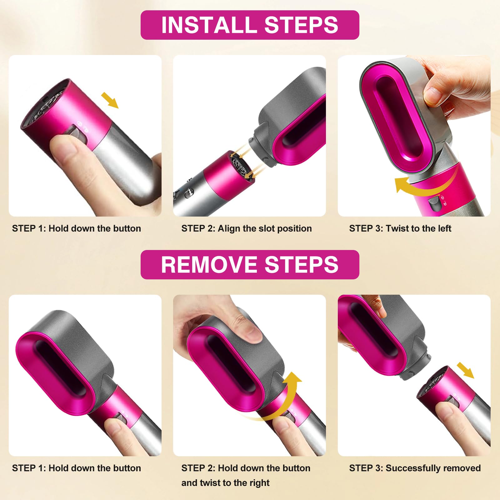 Moupaa hair styler nozzle accessory displayed neatly on a smooth vanity background