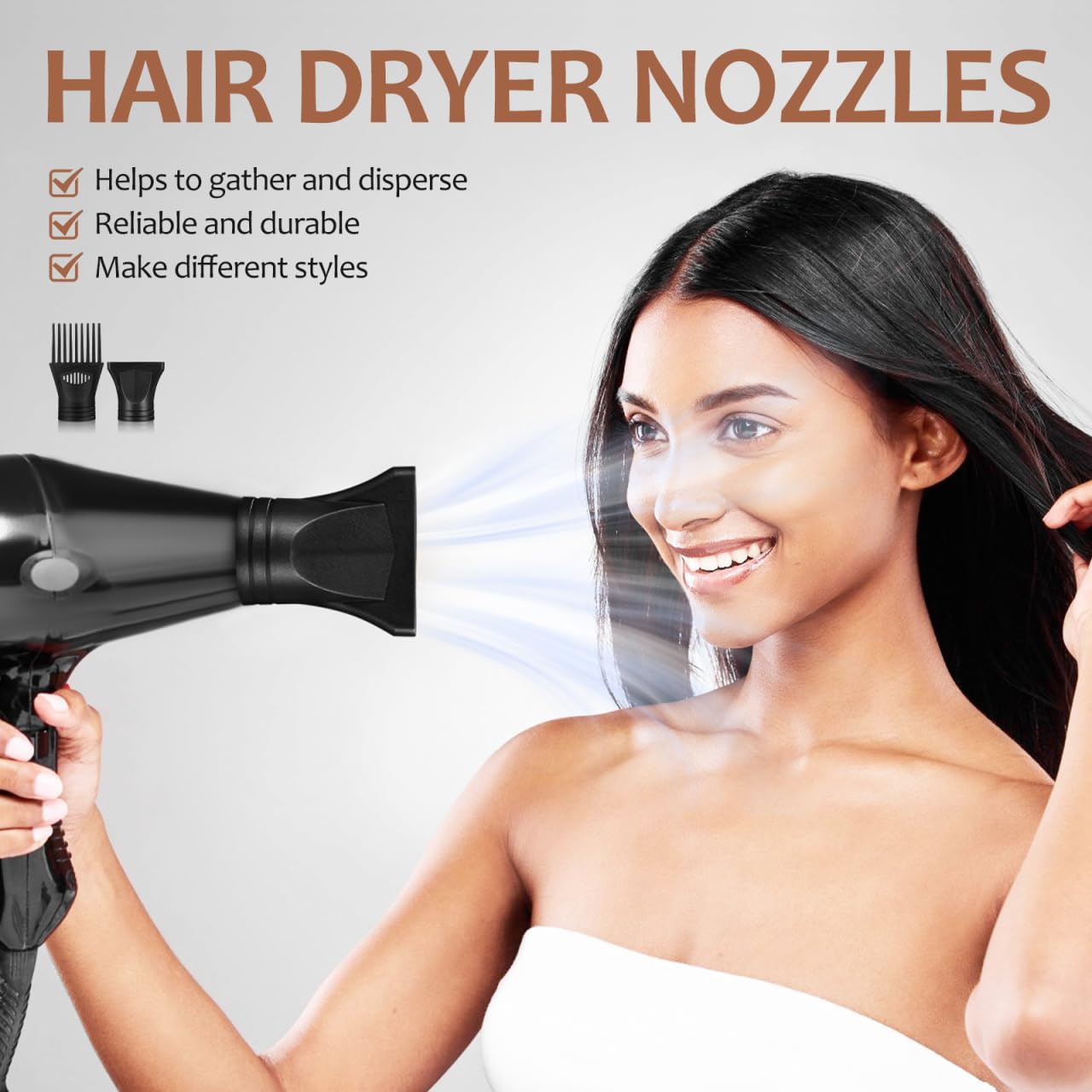 Universal wide tooth comb attachment for blow dryer detangling and straightening hair