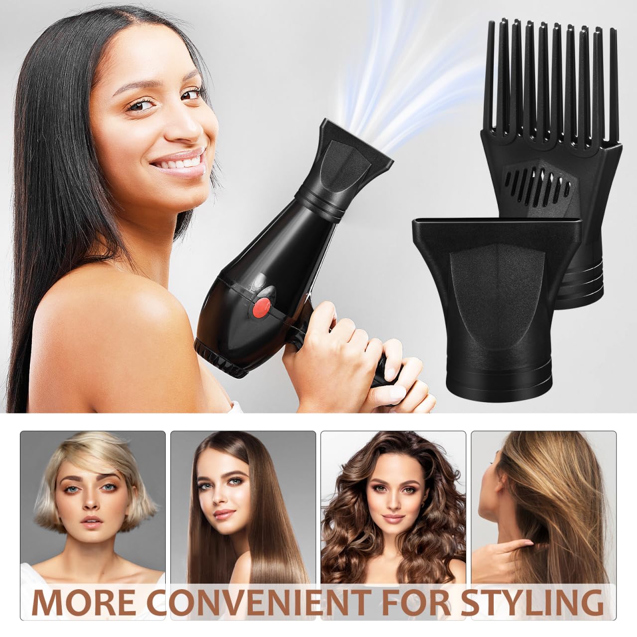 Heat resistant aftermarket blow dryer accessories for salon quality home hair styling