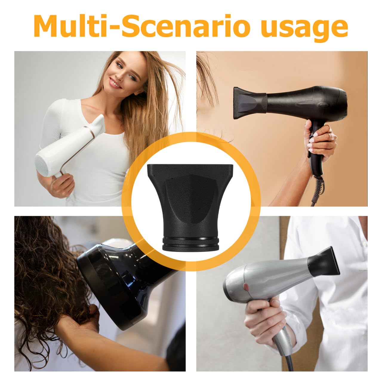 Durable heat resistant universal hair diffuser nozzle side angle view.