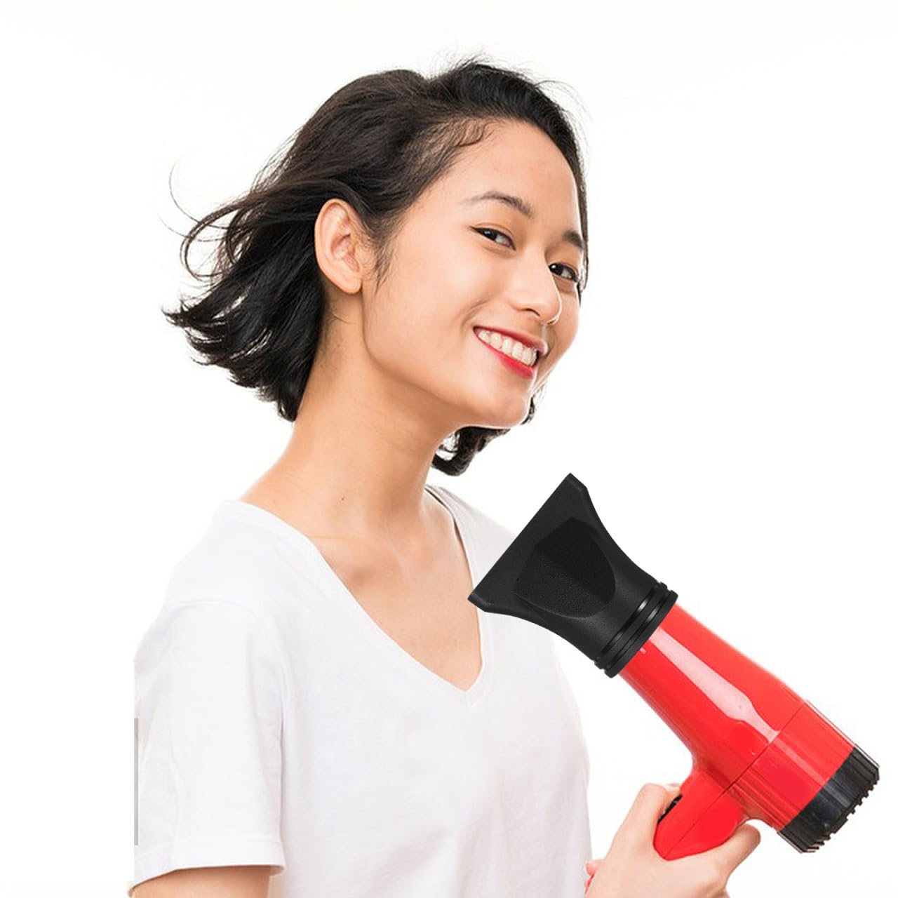 WRITWAA hair blower accessories package containing two black plastic pieces.