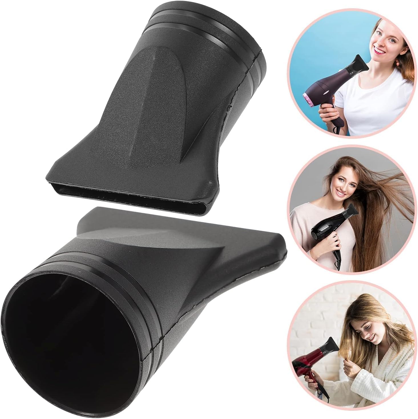 Side profile of the durable black ABS plastic hair styling concentrator nozzle replacement.