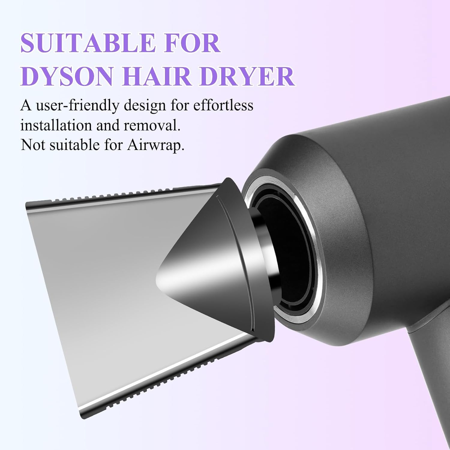 Detailed shot of the slim air outlet on the rose colored styling nozzle.