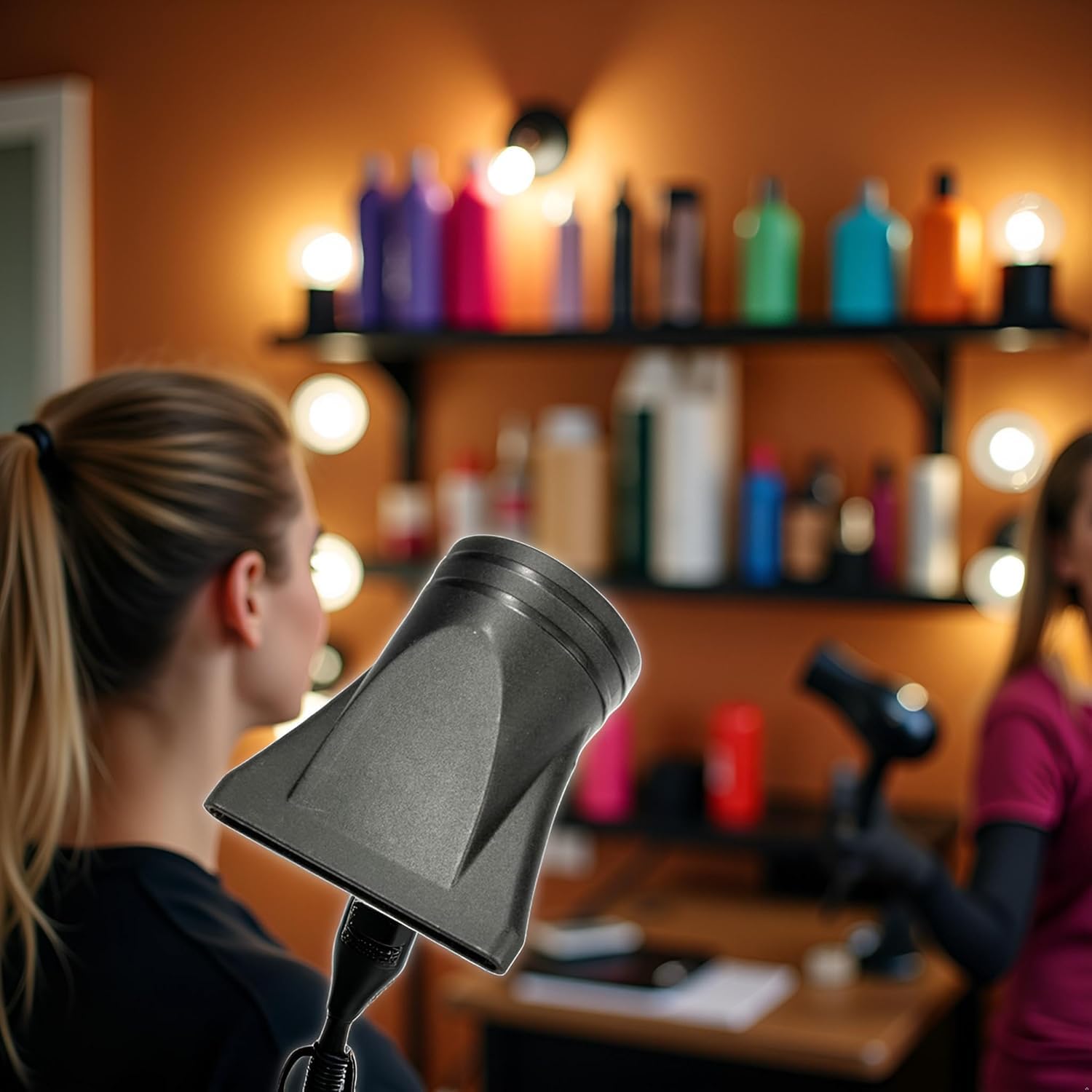 Two pack black plastic universal blow dryer attachments displayed on a clean background.