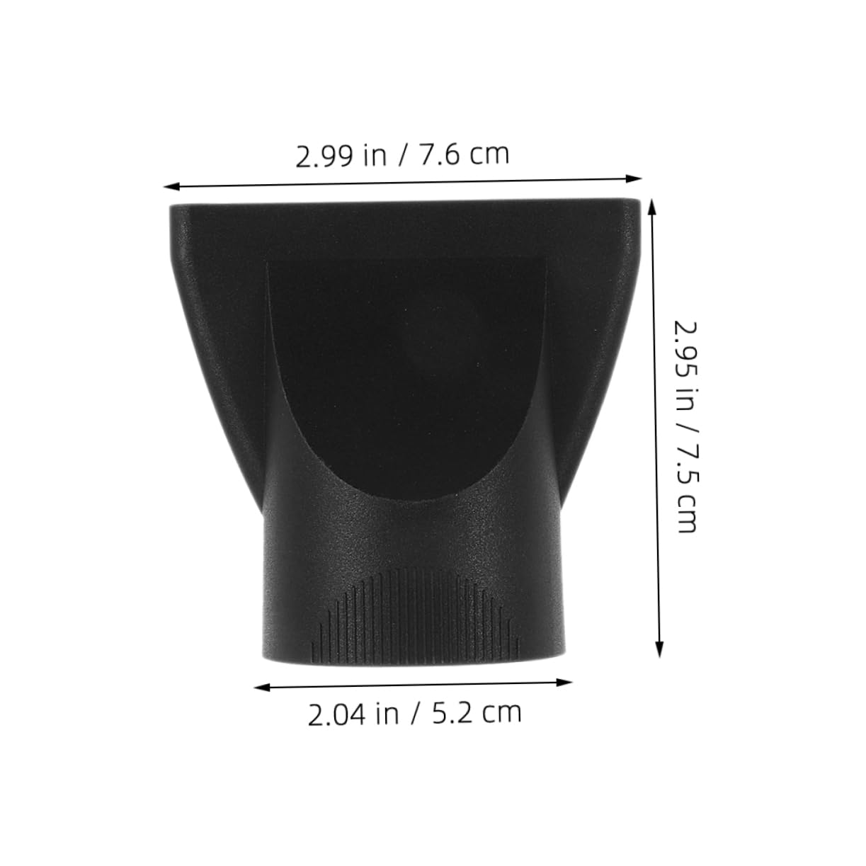 BEBEMOKO universal blow dryer replacement nozzle in matte black plastic showing the friction fit interface connection.