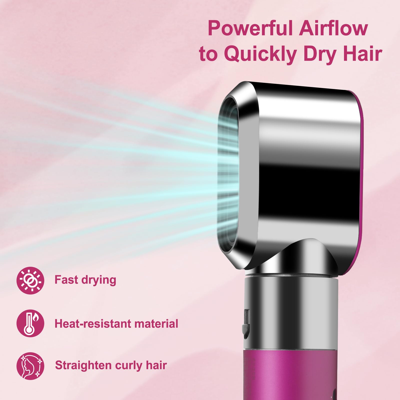 Side angle view of the rose colored fast drying replacement attachment for model HS01 and HS05.