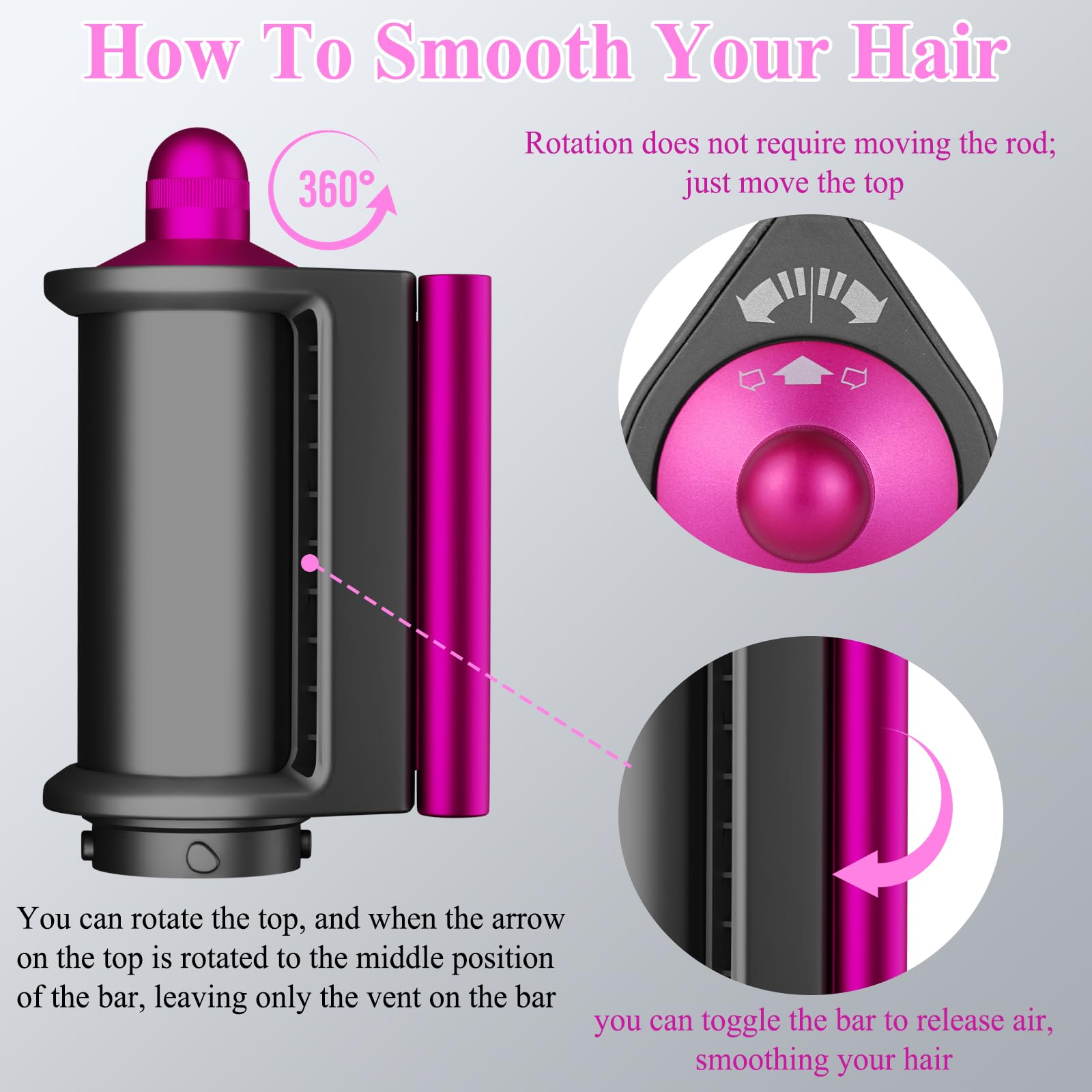 Rear view of the hair smoothing dryer nozzle highlighting the airflow distribution vents.