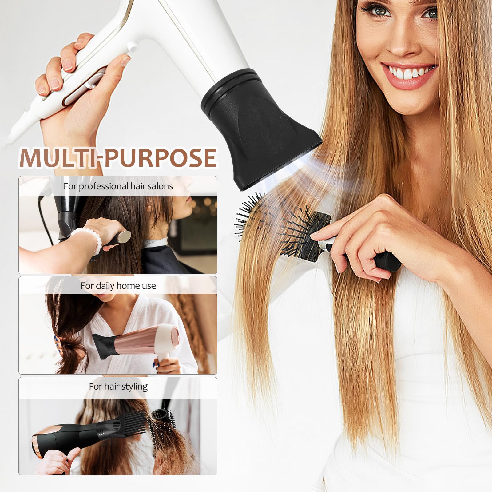 Hemobllo styling comb attachment for hair dryers displaying the wide tooth design.