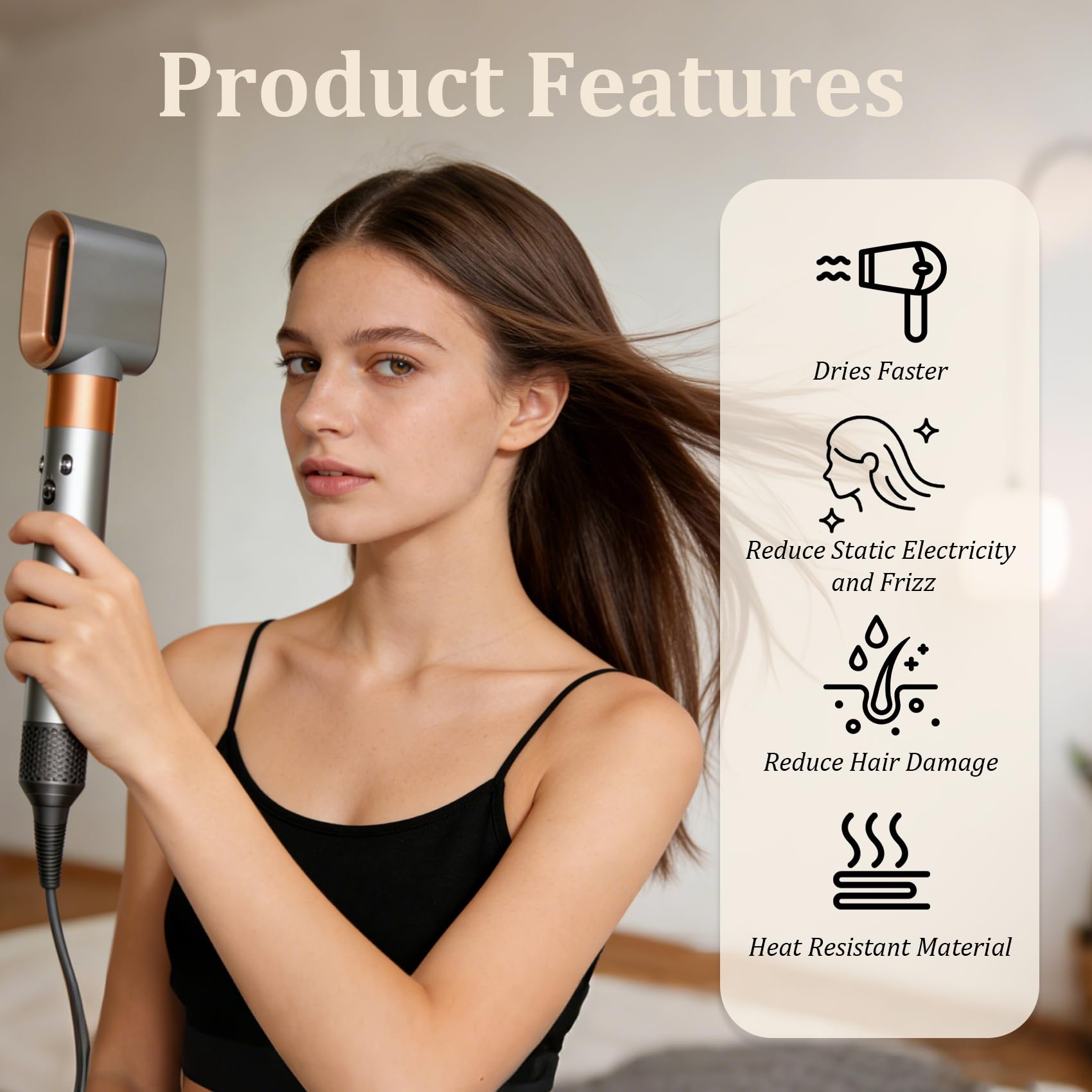 Gold pre-styling concentrator nozzle replacement for premium multi-stylers