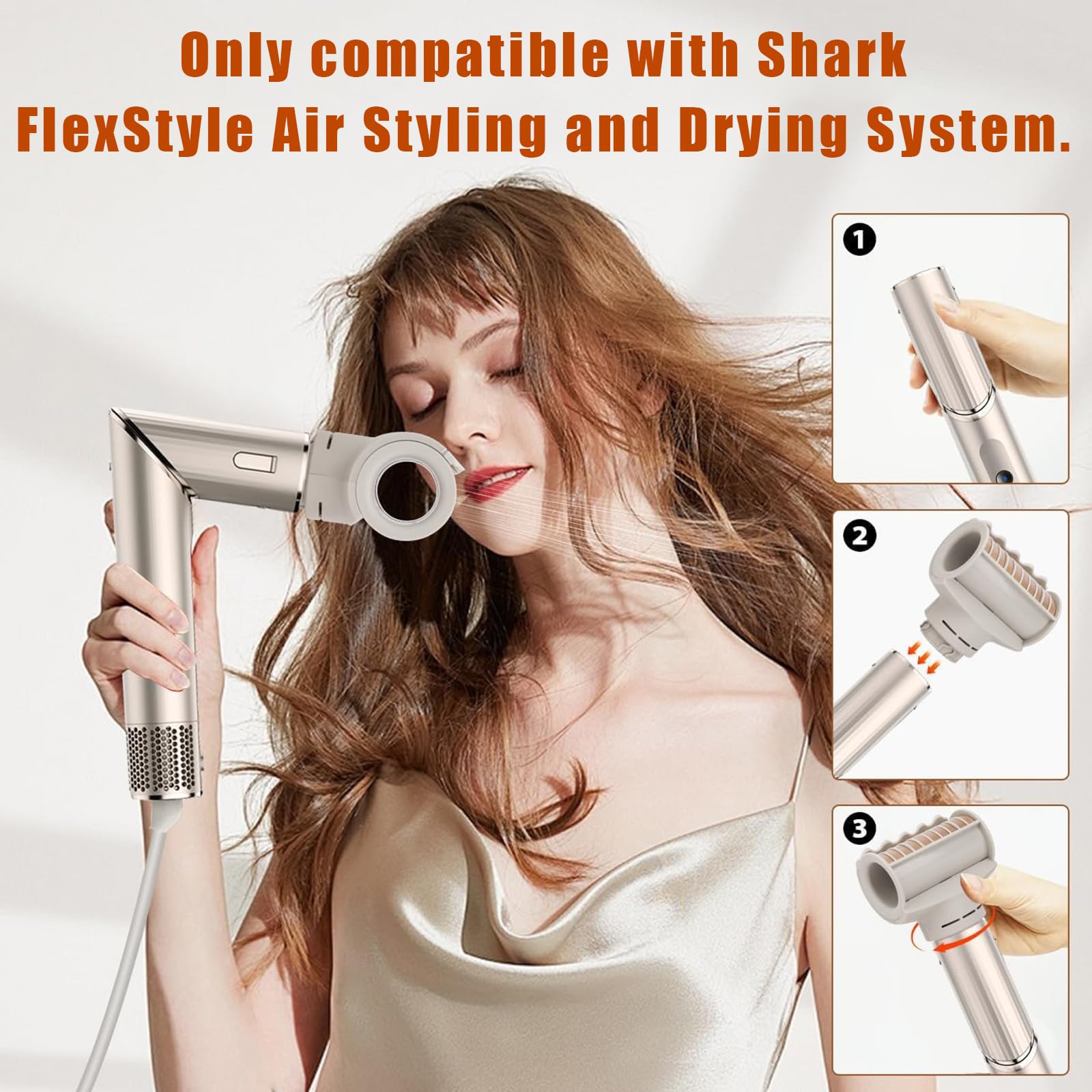 Shark FrizzFighter attachment in stone grey color showcasing the airflow nozzle