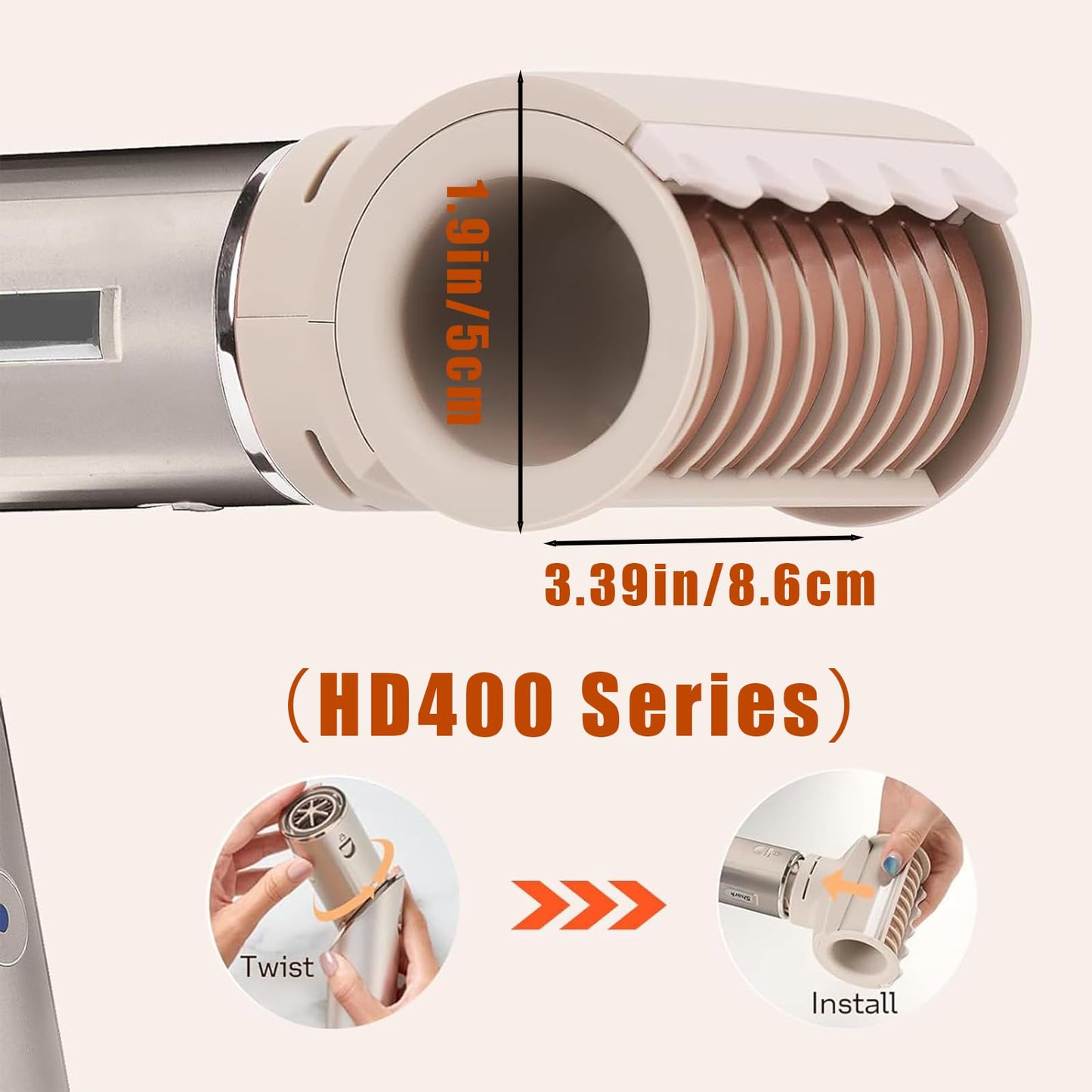 Side profile of the authentic Shark FlexStyle anti frizz attachment tool