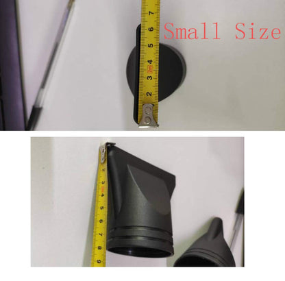 Black plastic blow flat hairdressing styling tool attachment rear connection view.