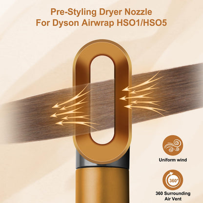 Gold and black fast drying nozzle replacement connected to a styler base